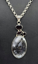 Load image into Gallery viewer, Rhodolite Garnet &amp; Dendritic Agate Pendant, Sterling Silver, Multi-gemstone Pendant