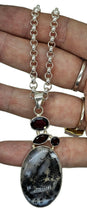 Load image into Gallery viewer, Rhodolite Garnet &amp; Dendritic Agate Pendant, Sterling Silver, Multi-gemstone Pendant