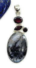 Load image into Gallery viewer, Rhodolite Garnet &amp; Dendritic Agate Pendant, Sterling Silver, Multi-gemstone Pendant