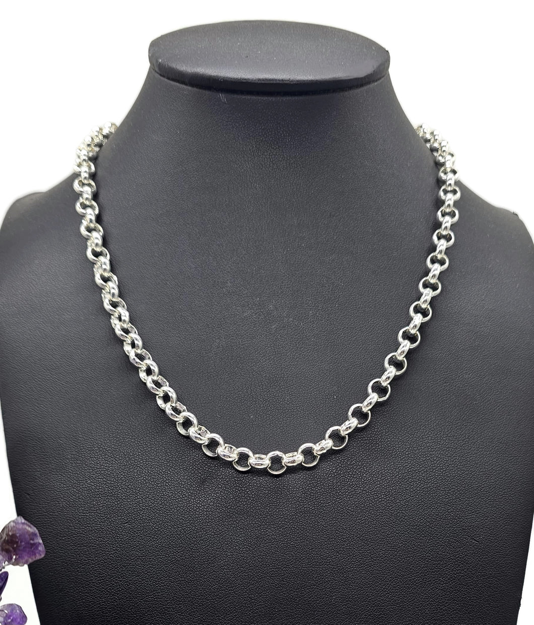 Chunky Belcher Link Chain, 45 cm, Rolo Chain, 925 Sterling Silver, Silver Necklace