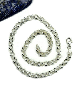 Chunky Belcher Link Chain, 45 cm, Rolo Chain, 925 Sterling Silver, Silver Necklace