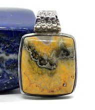 Load image into Gallery viewer, Bumblebee Pendant, Eclipse Jasper, Sterling Silver, Square Shaped, Yellow Orange Black