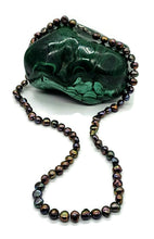 Load image into Gallery viewer, Black Peacock Baroque Pearl Necklace in a natural Purple Green Colour, Sterling Silver