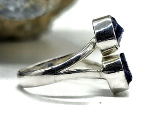 Raw Blue Sapphire Ring, September Birthstone, Size O/7, Sterling Silver, Rough Gemstones