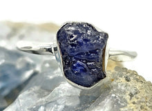 Load image into Gallery viewer, Rough Sapphire Ring, Size S, September Birthstone, Sterling Silver, Raw Blue Sapphire