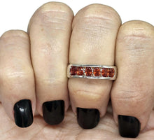 Load image into Gallery viewer, Orange Sapphire Band Ring, size O, Sterling Silver, Channel Set, Stacker Ring