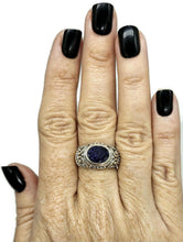 Load image into Gallery viewer, Lapis Lazuli Ring, Virgo &amp; Sagittarius Zodiac, Size S, Sterling Silver, Oval Facet