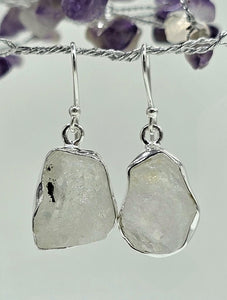 Raw Moonstone Earrings, Sterling Silver, June Birthstones, Rough Moonstones