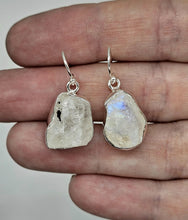 Load image into Gallery viewer, Raw Moonstone Earrings, Sterling Silver, June Birthstones, Rough Moonstones