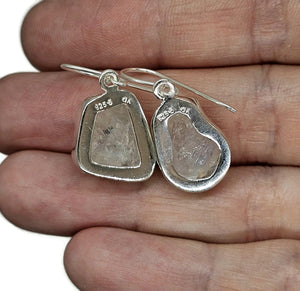 Raw Moonstone Earrings, Sterling Silver, June Birthstones, Rough Moonstones