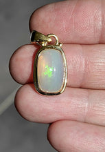 Load image into Gallery viewer, Solid Opal Pendant, 18K Gold Plated, October Birthstone, Aura Crystal, Psychic Gemstone