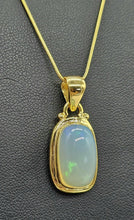 Load image into Gallery viewer, Solid Opal Pendant, 18K Gold Plated, October Birthstone, Aura Crystal, Psychic Gemstone