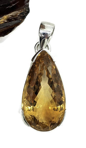 AAA Citrine Pendant, Sterling Silver, 34 carats, Pear Cut, November Birthstone