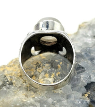 Load image into Gallery viewer, Statement Moonstone Ring, Size N, Sterling Silver, Round Cabochon, Psychic Protection