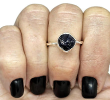 Load image into Gallery viewer, Raw Blue Sapphire Ring, Size P 1/2, September Birthstone, Sterling Silver, Rough Sapphire