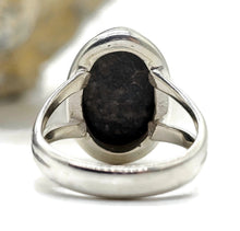 Load image into Gallery viewer, Stingray Coral Ring, Size M, Oval Shaped, Sterling Silver, Black and White Coral, Fossilized