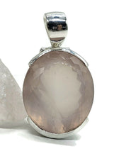 Load image into Gallery viewer, Rose Quartz Pendant, 43 Carats, Sterling Silver, Oval Faceted, Love Stone, Pink Gemstone