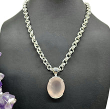 Load image into Gallery viewer, Rose Quartz Pendant, 43 Carats, Sterling Silver, Oval Faceted, Love Stone, Pink Gemstone