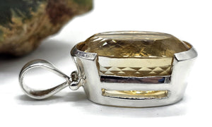 Massive Statement Citrine Pendant, Sterling Silver, 36 carats, Oval Facet, November Birth