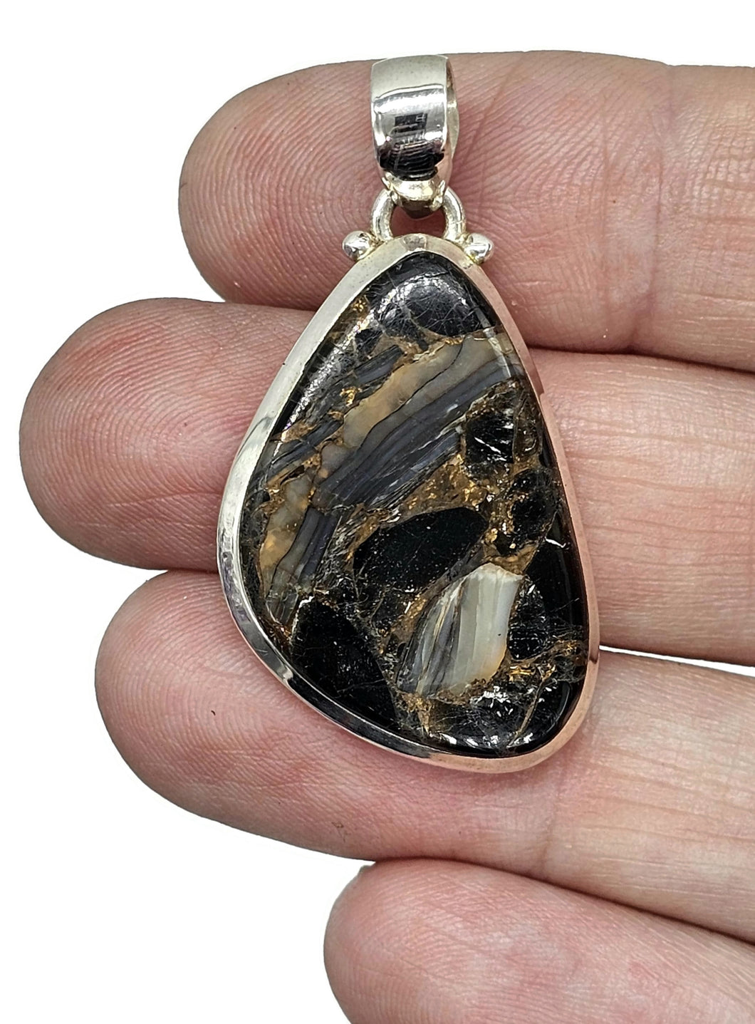 Australian Obsidian Pendant, Sterling Silver, Copper, Volcanic Gemstone, Truth stone