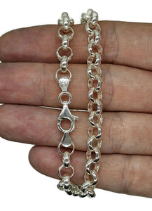 Chunky Belcher Link Chain, 45 cm, Rolo Chain, 925 Sterling Silver, Silver Necklace