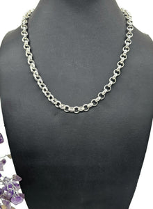 Chunky Belcher Link Chain, 45 cm, Rolo Chain, 925 Sterling Silver, Silver Necklace