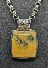 Load image into Gallery viewer, Bumblebee Pendant, Eclipse Jasper, Sterling Silver, Square Shaped, Yellow Orange Black