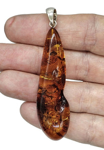 Cognac Amber Pendant, Sterling Silver, Millions of years old, Fossilized Tree Resin