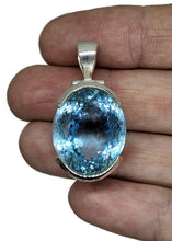 Load image into Gallery viewer, AAA+ Swiss Blue Topaz Pendant, 52 carats, Sterling Silver, Oval Faceted