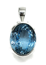 Load image into Gallery viewer, AAA+ Swiss Blue Topaz Pendant, 52 carats, Sterling Silver, Oval Faceted