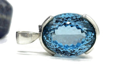 Load image into Gallery viewer, AAA+ Swiss Blue Topaz Pendant, 52 carats, Sterling Silver, Oval Faceted