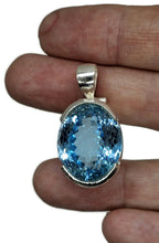 Load image into Gallery viewer, AAA+ Swiss Blue Topaz Pendant, 52 carats, Sterling Silver, Oval Faceted