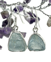 Load image into Gallery viewer, Rough Aquamarine Earrings, Sterling Silver, Raw Aquamarine, March Birthstone