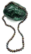 Load image into Gallery viewer, Black Peacock Baroque Pearl Necklace in a natural Purple Green Colour, Sterling Silver