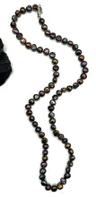 Load image into Gallery viewer, Black Peacock Baroque Pearl Necklace in a natural Purple Green Colour, Sterling Silver