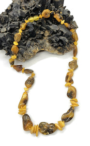 Chunky Baltic Amber Necklace, 49cm, Fossilized Tree Resin, Butterscotch Amber