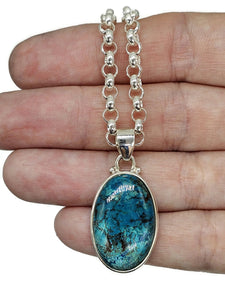 Stunning Shattuckite Pendant, Sterling Silver, Natural mix of Azurite, Chrysocolla