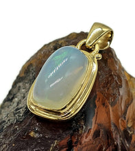 Load image into Gallery viewer, Solid Opal Pendant, 18K Gold Plated, October Birthstone, Aura Crystal, Psychic Gemstone