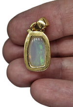 Load image into Gallery viewer, Solid Opal Pendant, 18K Gold Plated, October Birthstone, Aura Crystal, Psychic Gemstone