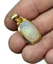 Load image into Gallery viewer, Solid Opal Pendant, 18K Gold Plated, October Birthstone, Aura Crystal, Psychic Gemstone