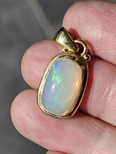 Load image into Gallery viewer, Solid Opal Pendant, 18K Gold Plated, October Birthstone, Aura Crystal, Psychic Gemstone