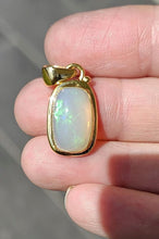 Load image into Gallery viewer, Solid Opal Pendant, 18K Gold Plated, October Birthstone, Aura Crystal, Psychic Gemstone