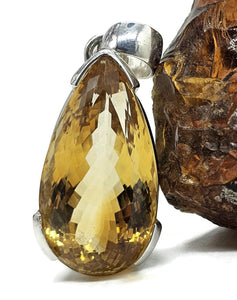 AAA Citrine Pendant, Sterling Silver, 34 carats, Pear Cut, November Birthstone