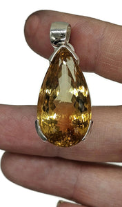 AAA Citrine Pendant, Sterling Silver, 34 carats, Pear Cut, November Birthstone