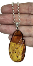 Load image into Gallery viewer, Baltic Amber Pendant, Sterling Silver, Natural Shape, 50 million years old, Fossilized