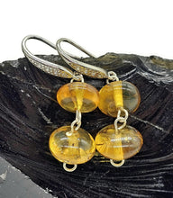 Load image into Gallery viewer, Oval Amber Sphere Earrings, Mexican Chiapas Amber, Sterling Silver, 30 million years old