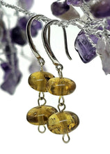 Load image into Gallery viewer, Oval Amber Sphere Earrings, Mexican Chiapas Amber, Sterling Silver, 30 million years old