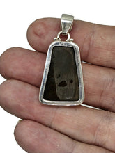 Load image into Gallery viewer, Red Orange Ammolite Pendant, Sterling Silver, Rectangle Shaped, Opal like Gemstone