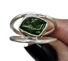 Load image into Gallery viewer, Rough Chrome Diopside Ring, Size R 1/2, Raw Siberian Emerald, Sterling Silver