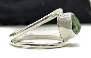 Rough Chrome Diopside Ring, Size R 1/2, Raw Siberian Emerald, Sterling Silver